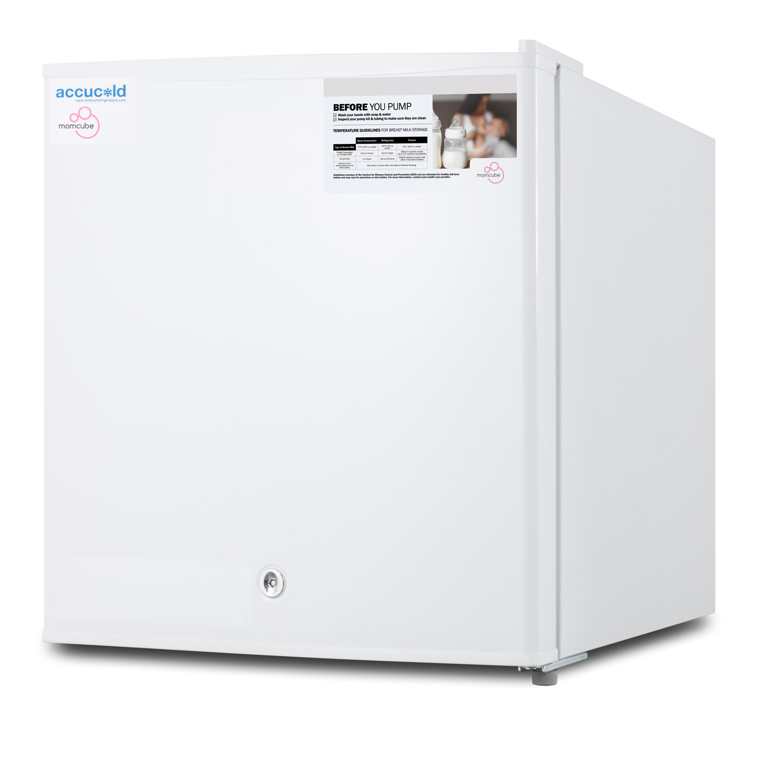 Countertop MOMCUBE all-freezer for storage of breast milk, manual defrost with lock